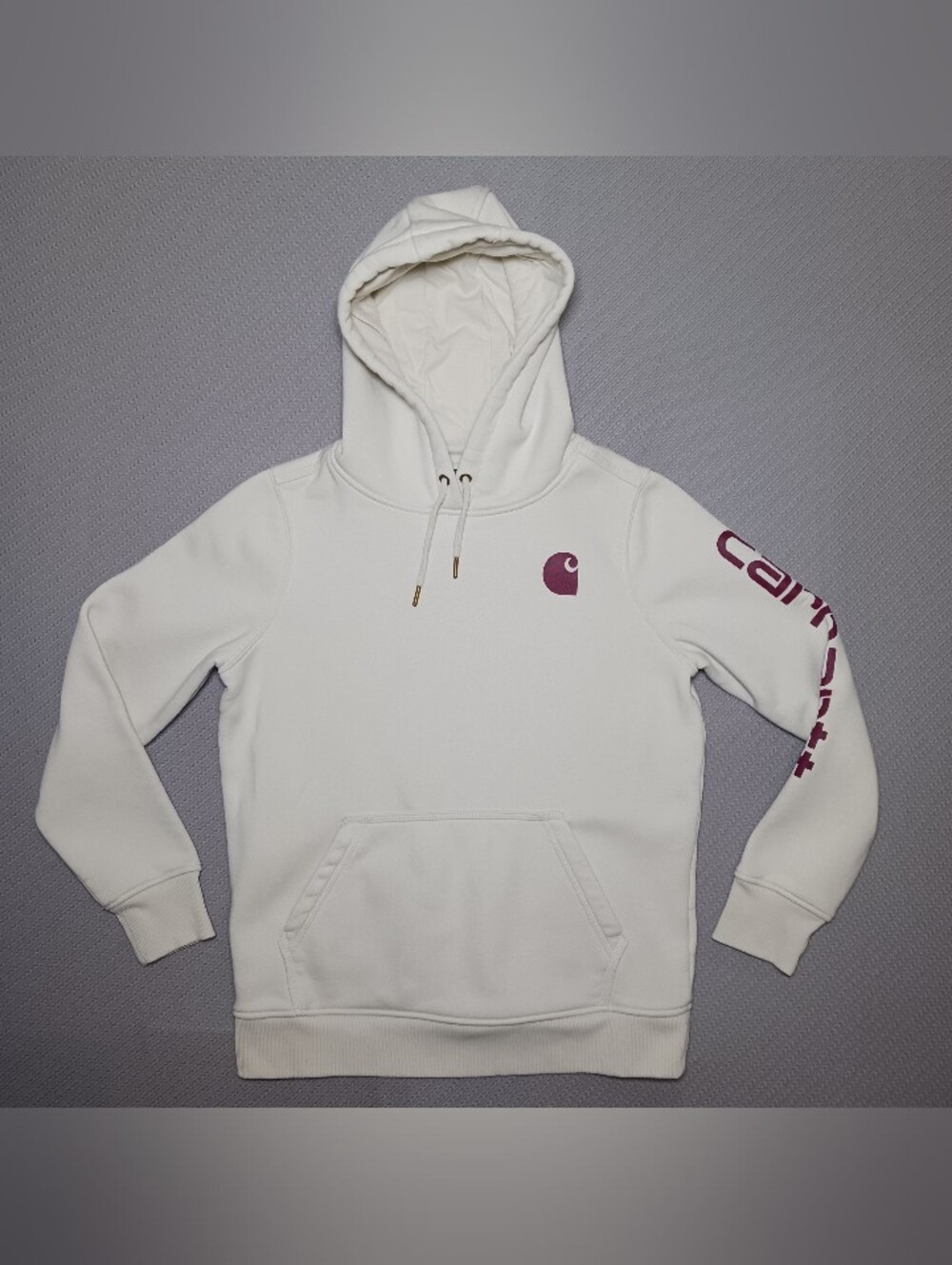 Carhartt Womens Relaxed Fit Midweight Logo Sleeve Hoodie Medium White TS0288-W